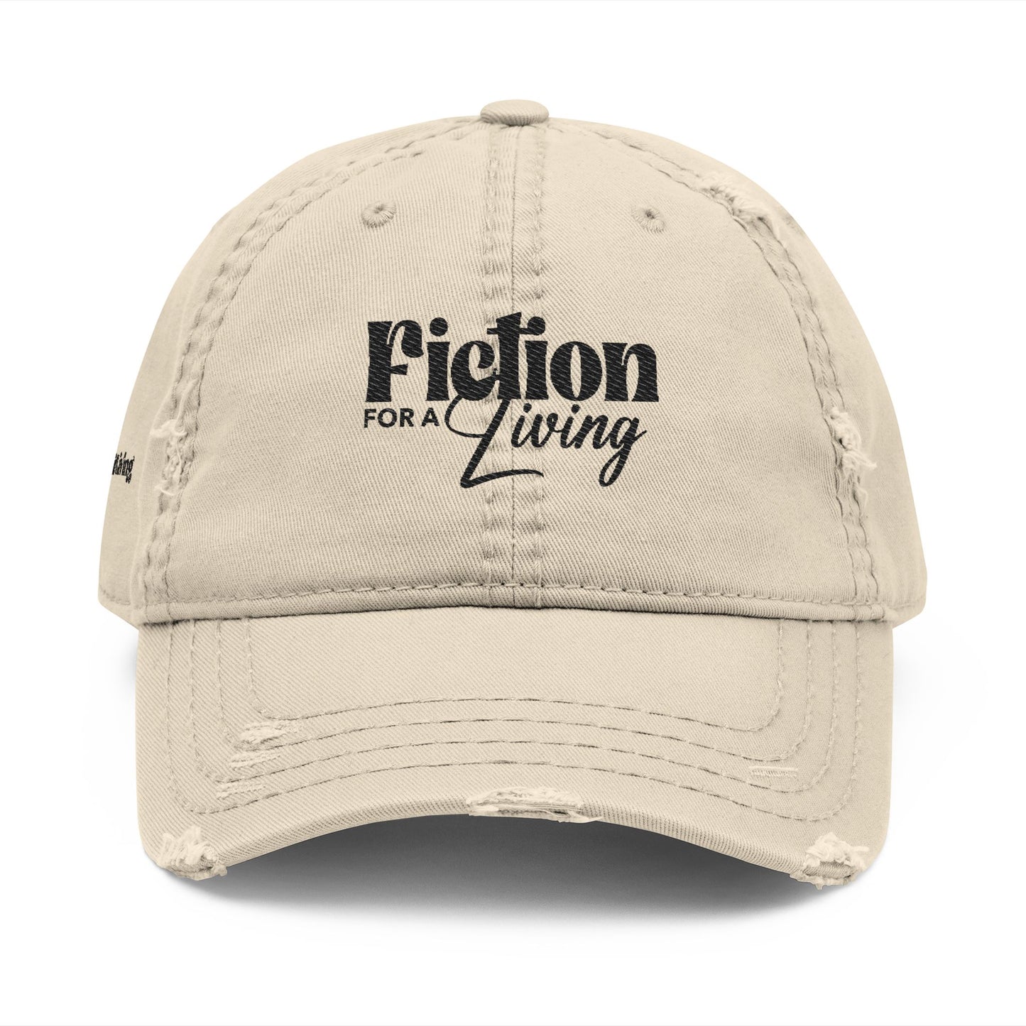 Distressed Dad Hat Khaki- Fiction for a Living, Casual Style, Gift for Writers, Vintage Look, Everyday Wear, Adjustable Cap