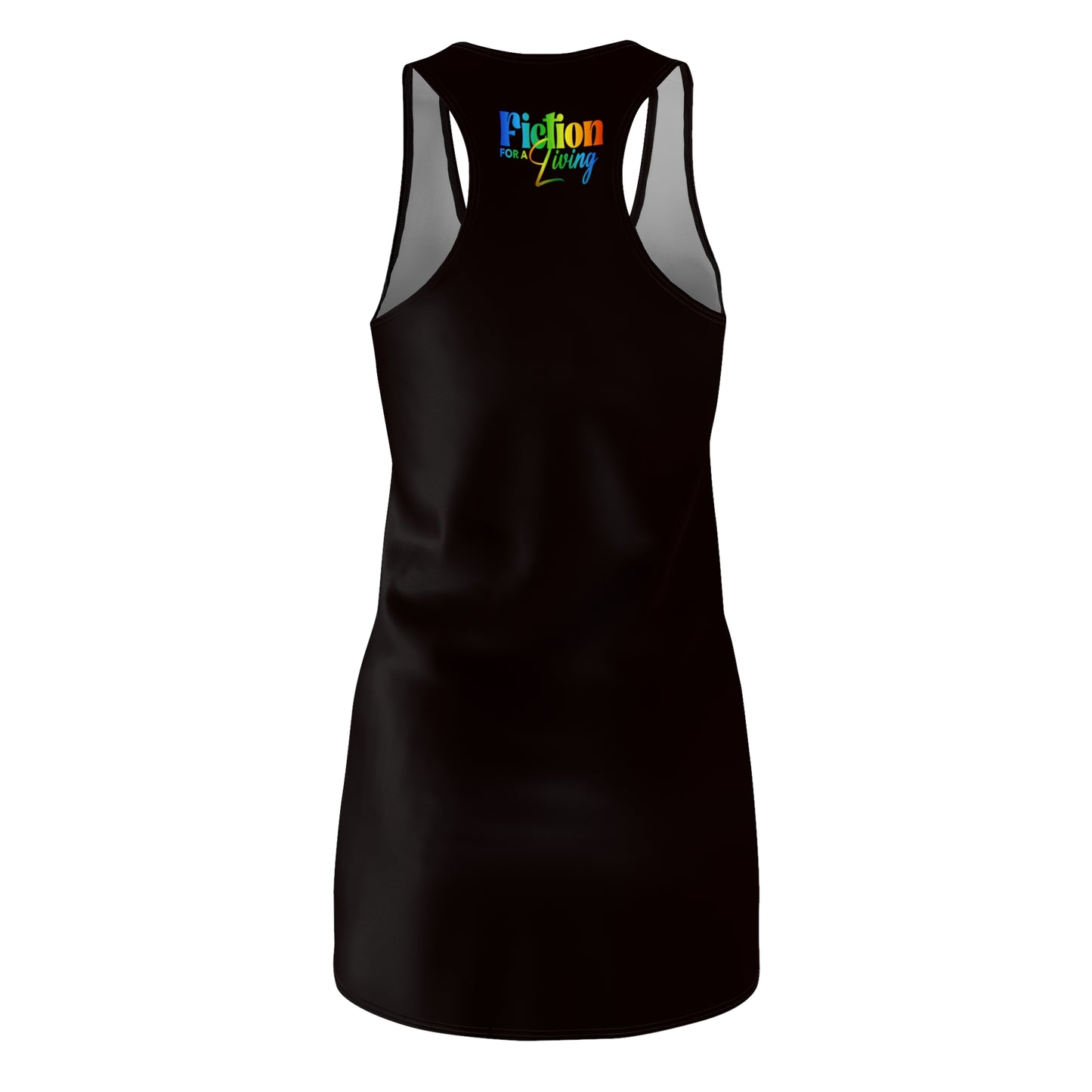 "I Read Black Fiction" Racerback Dress — 'Black' Colorful Pride Graphic